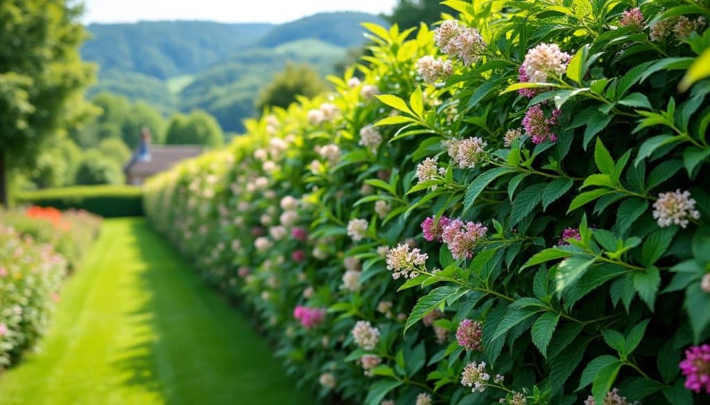 découvrez nos clôtures végétales idéales pour un jardin naturel : haies rapides à pousser, persistantes toute l'année et favorisant la biodiversité grâce à leurs fleurs mellifères.