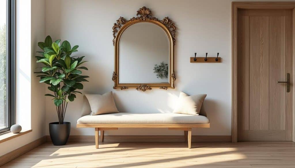 créez une entrée accueillante et élégante grâce à l’association parfaite d’un banc, d’une patère et d’un miroir. découvrez nos conseils déco pour un espace pratique et stylé dès le seuil de votre porte !