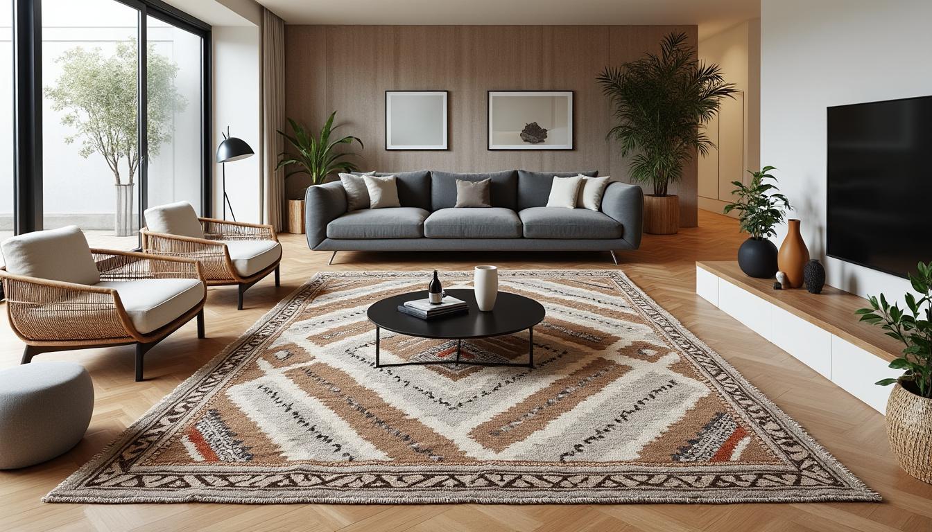 découvrez comment un tapis berbère peut structurer l'espace de détente au centre de votre séjour, alliant confort et esthétique pour une ambiance chaleureuse et conviviale.