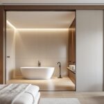 découvrez comment les portes à galandage optimisent l'espace et facilitent le passage entre la chambre et la salle de bain pour un intérieur fluide et élégant.