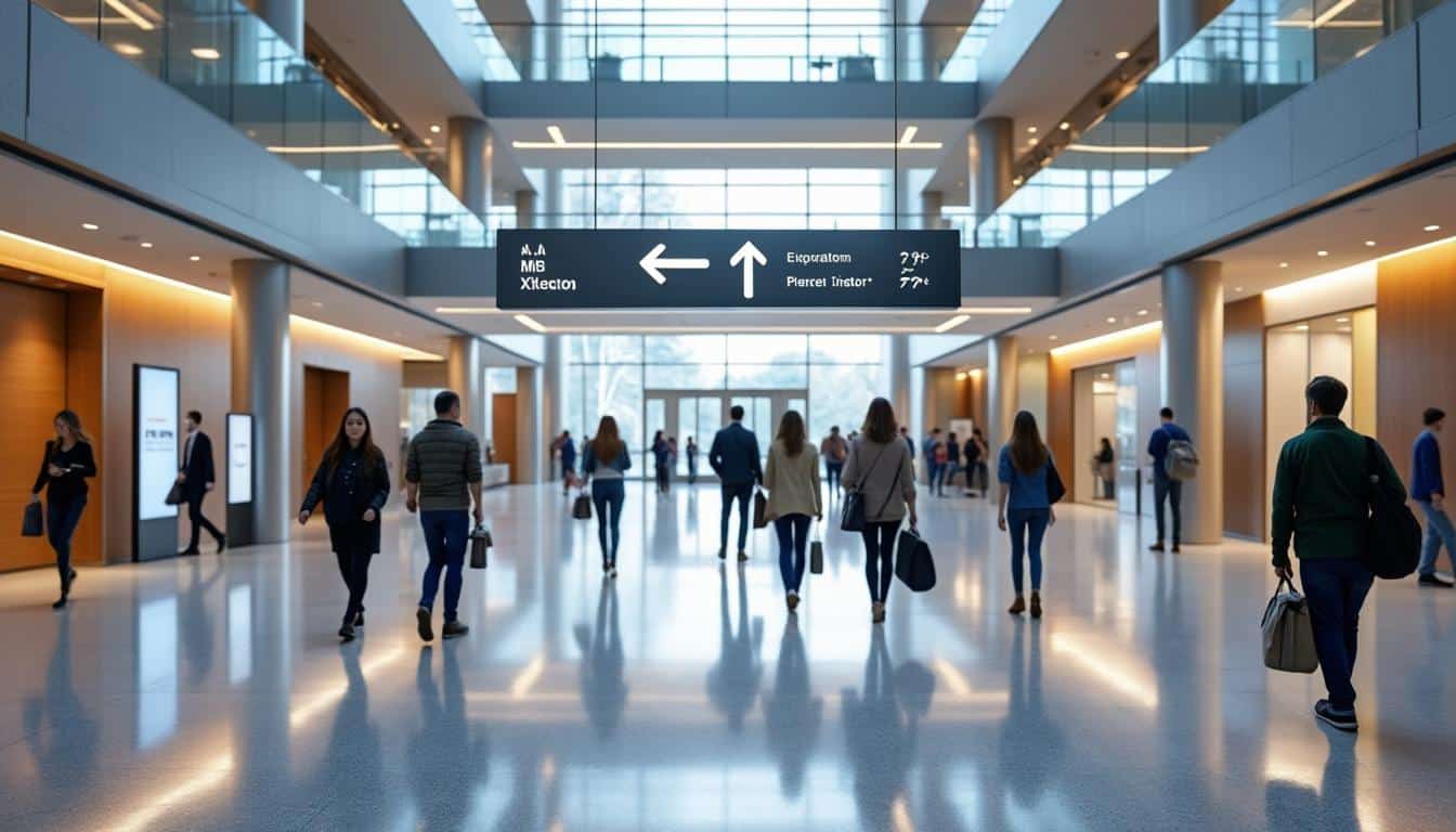 la signalétique intérieure facilite l'orientation des visiteurs en leur fournissant des repères clairs et efficaces au sein des espaces.