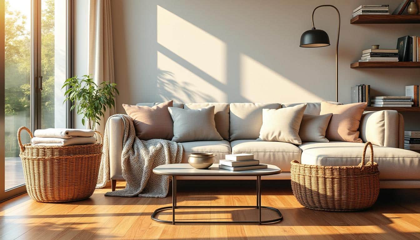 découvrez comment les paniers en osier allient esthétique et fonctionnalité pour organiser élégamment votre salon.