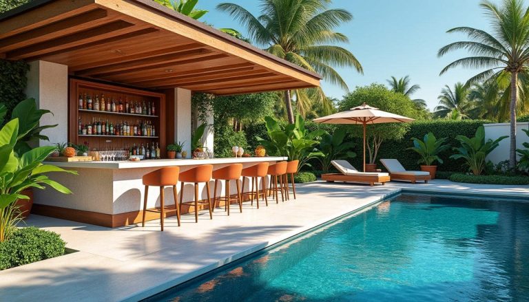 découvrez comment un bar d'extérieur simplifie le service des boissons à la piscine, pour des moments conviviaux et rafraîchissants en plein air.