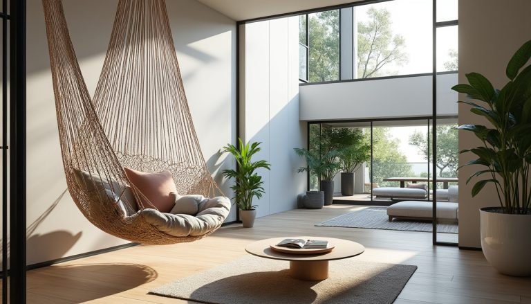 découvrez comment le filet d'habitation transforme un espace suspendu en une zone de détente unique et sécurisée au-dessus du vide, alliant confort et design.