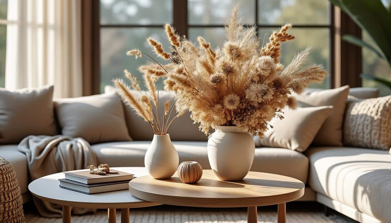 découvrez comment les fleurs séchées apportent une touche déco naturelle et durable à vos tables basses, alliant charme et longévité.