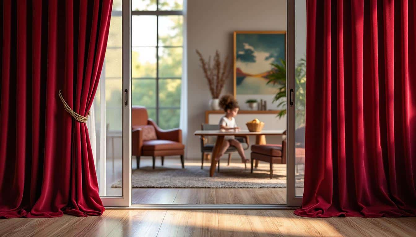 les rideaux de velours offrent une isolation phonique efficace pour réduire le bruit dans les pièces bruyantes, assurant ainsi un intérieur calme et confortable.