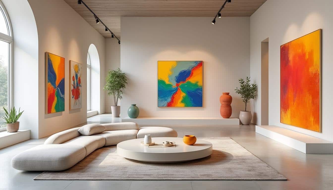 découvrez comment les teintes neutres mettent en valeur les œuvres d'art colorées en créant un équilibre harmonieux et élégant dans votre décoration intérieure.