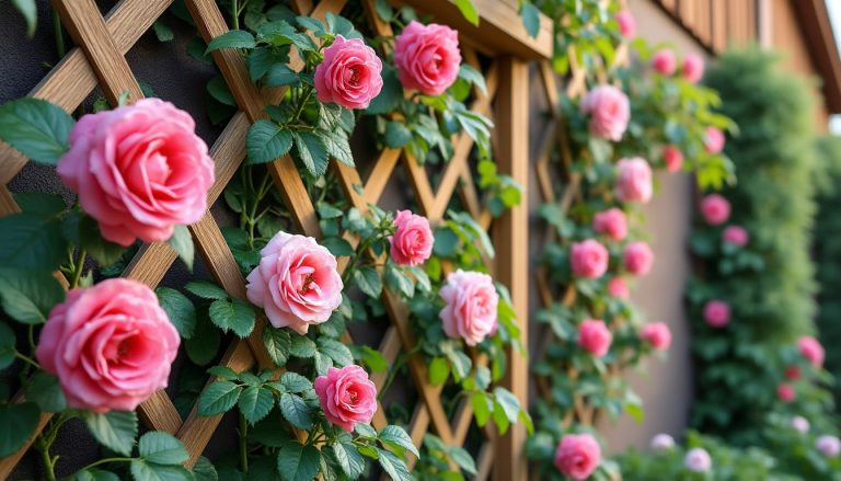 découvrez comment les treillis muraux peuvent guider efficacement la croissance de vos rosiers grimpants pour un jardin harmonieux et fleuri.