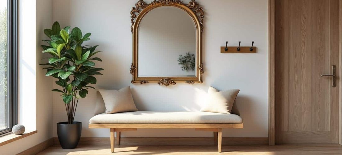 créez une entrée accueillante et élégante grâce à l’association parfaite d’un banc, d’une patère et d’un miroir. découvrez nos conseils déco pour un espace pratique et stylé dès le seuil de votre porte !