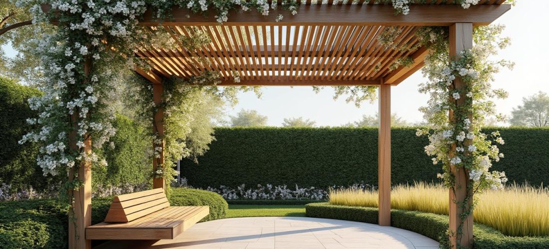 découvrez comment la pergola bioclimatique soutient parfaitement les plantes grimpantes, notamment le jasmin, pour créer un espace extérieur à la fois esthétique et fonctionnel.