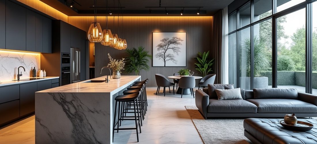 découvrez comment un comptoir bar crée une transition harmonieuse entre votre cuisine ouverte et votre espace de réception, alliant convivialité et fonctionnalité.