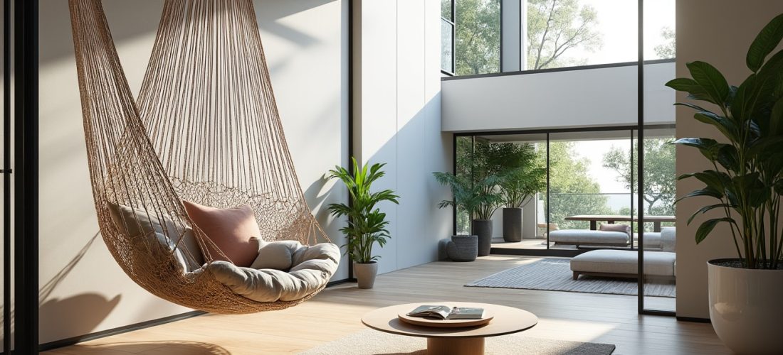 découvrez comment le filet d'habitation transforme un espace suspendu en une zone de détente unique et sécurisée au-dessus du vide, alliant confort et design.