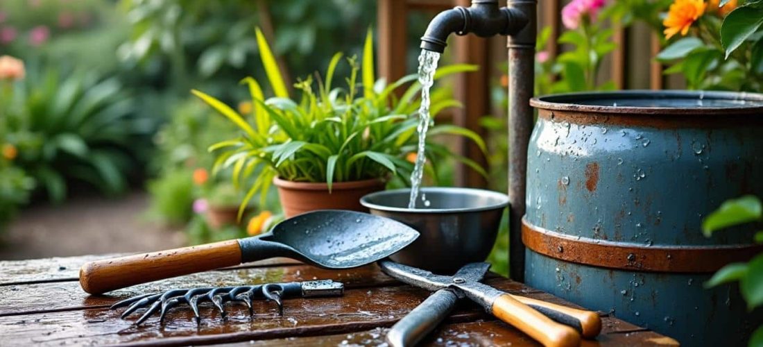 découvrez comment un récupérateur d'eau de pluie peut alimenter efficacement le nettoyage de vos outils tout en économisant l'eau.