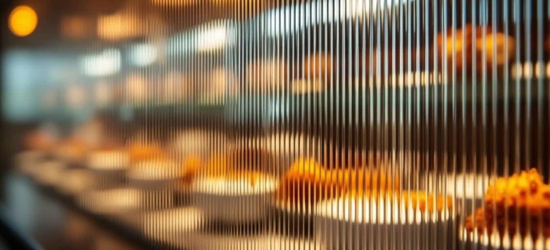 découvrez comment le verre strié apporte une touche d'élégance en floutant délicatement le contenu des buffets, alliant design et discrétion avec légèreté.