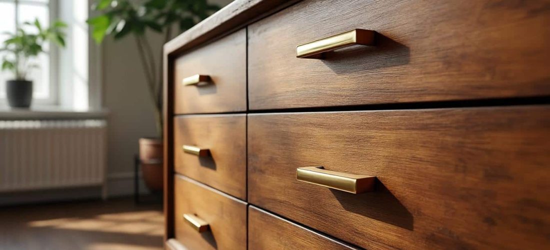 découvrez comment les poignées de meubles dorées peuvent transformer et moderniser l'apparence d'une vieille commode, ajoutant une touche élégante et contemporaine à votre mobilier.